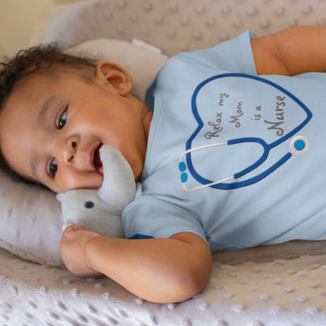 Relax My Mum Is A Nurse Heart Stethoscope Love  Baby Bodysuit (Creator Uploaded)