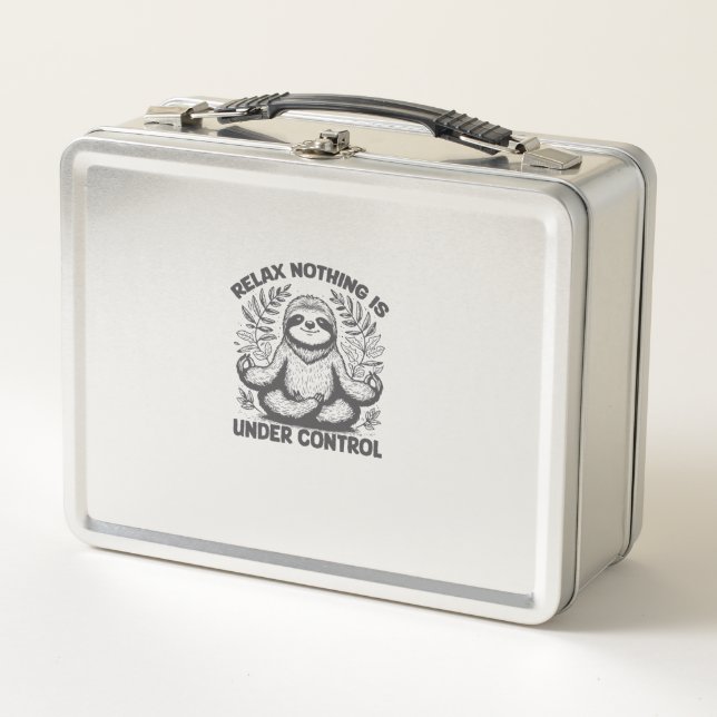 Relax Nothing is Under Control Funny Cute Sloth Yo Metal Lunch Box (Front)