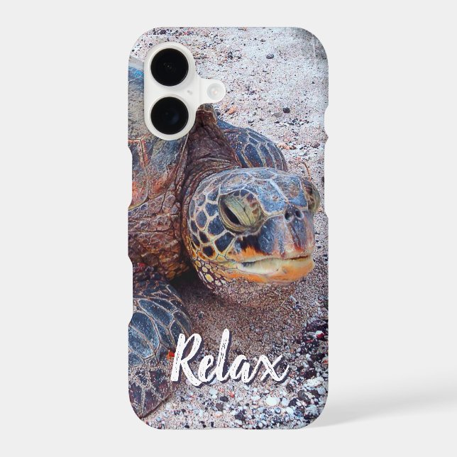 Relax Quote Hawaii Honu Sea Turtle Close-up Photo (Back)