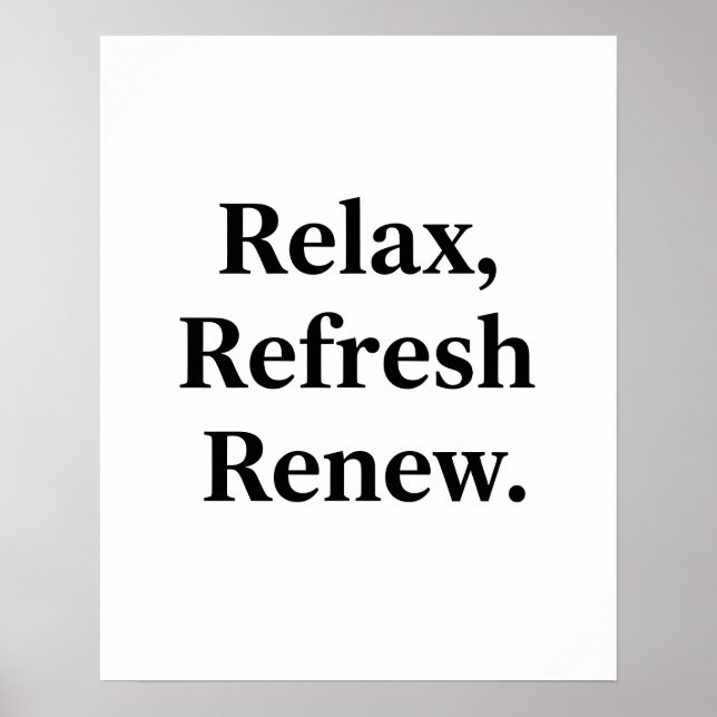 Relax Refresh Renew Bathroom Wall Art (Front)