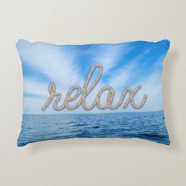 Relax Rope Text on Water Decorative Cushion (Front)