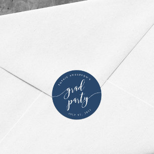 Relax Script Grad Party Editable Colour Classic Round Sticker