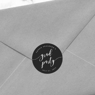 Relax Script Grad Party Editable Colour Classic Round Sticker