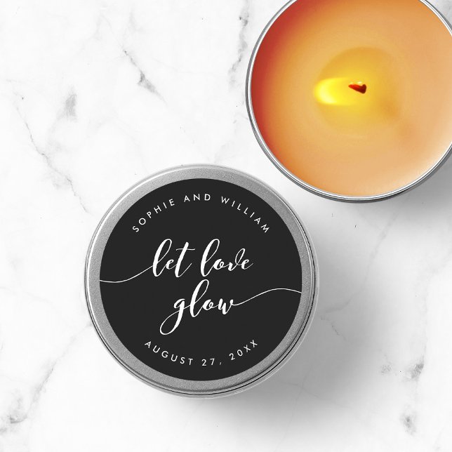 Relax Script Let Love Glow Editable Colour Wedding Classic Round Sticker (Creator Uploaded)