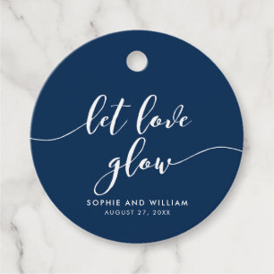 Relax Script Let Love Glow Editable Colour Wedding Favour Tags