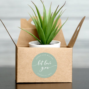 Relax Script Let Love Grow Editable Colour Wedding Classic Round Sticker