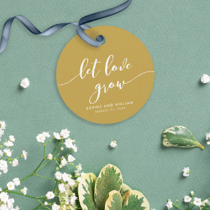 Relax Script Let Love Grow Editable Colour Wedding Favour Tags