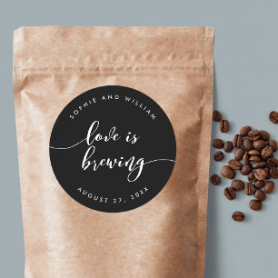 Relax Script Love is Brewing Custom Colour Wedding Classic Round Sticker