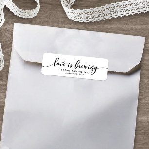 Relax Script Love is Brewing Wedding Favour Label