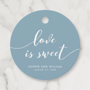 Relax Script Love is Sweet Custom Colour Wedding Favour Tags