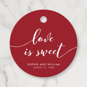 Relax Script Love is Sweet Custom Colour Wedding Favour Tags