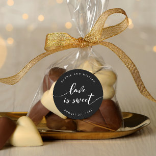 Relax Script Love is Sweet Editable Colour Wedding Classic Round Sticker