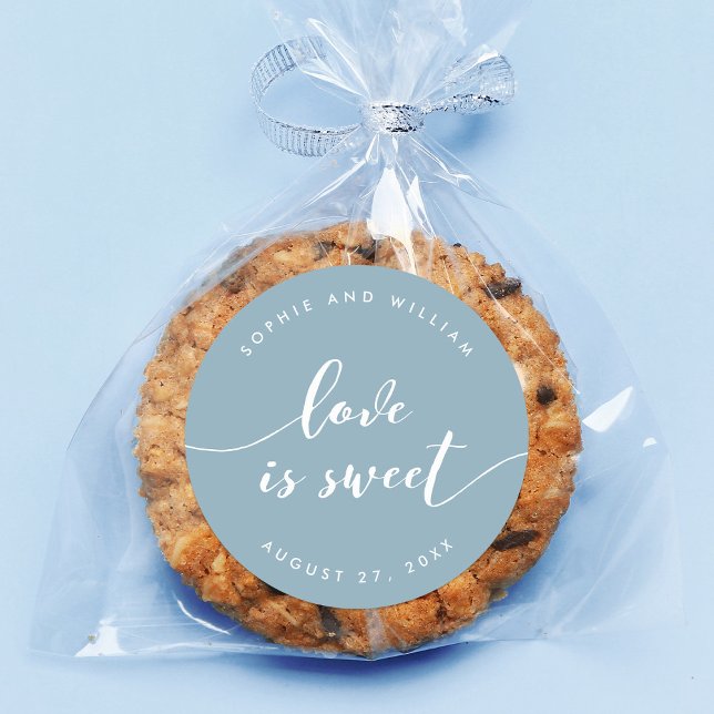 Relax Script Love is Sweet Editable Colour Wedding Classic Round Sticker (Creator Uploaded)