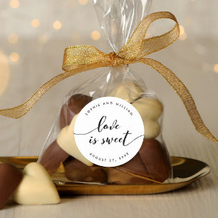 Relax Script Love is Sweet Wedding Favour Classic Round Sticker