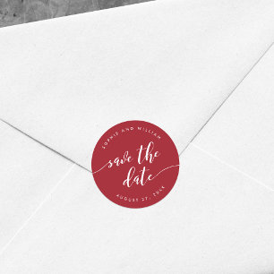 Relax Script Save the Date Editable Colour Classic Round Sticker