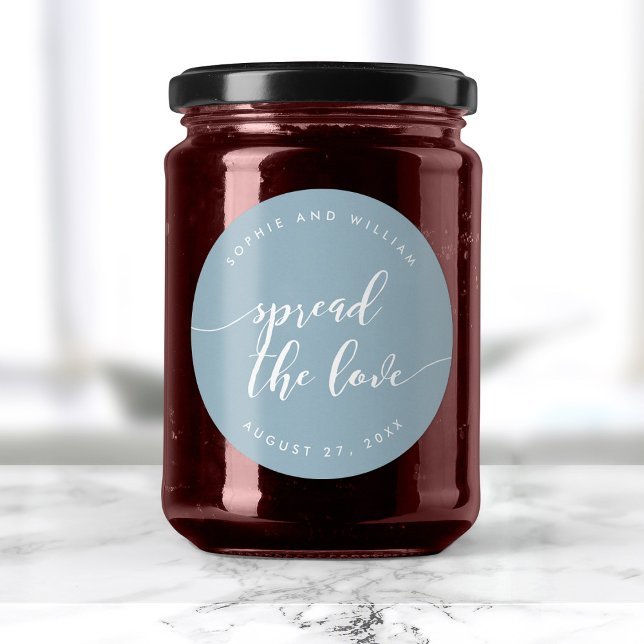 Relax Script Spread the Love Custom Colour Wedding Classic Round Sticker (Creator Uploaded)