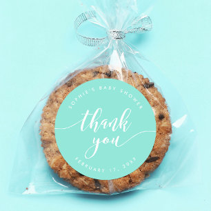 Relax Script Thank You Pastel Mint Classic Round Sticker