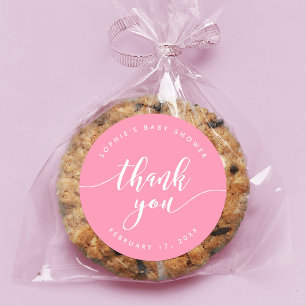 Relax Script Thank You Pastel Pink Classic Round Sticker