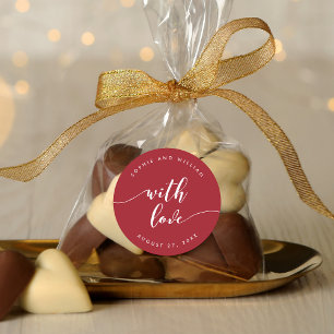 Relax Script With Love Editable Colour Wedding Classic Round Sticker