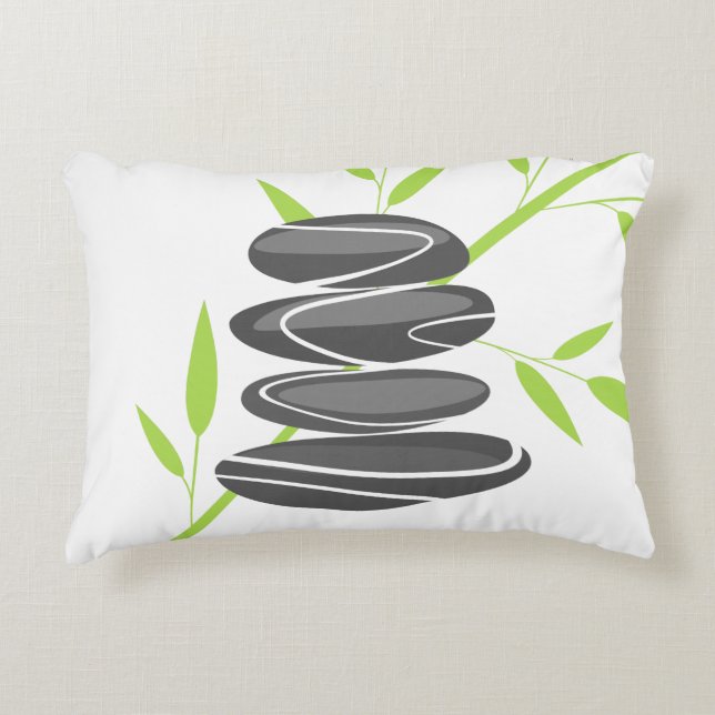 Relax spa pillow with zen stones and bamboo print (Front)
