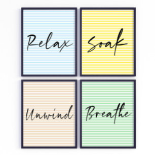 Relax Stripes Bathroom wall art poster