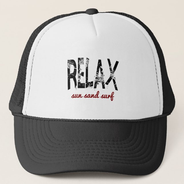 Relax Sun Sand Surf Trucker Hat (Front)