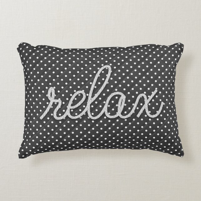 Relax Text on Pin Dots Decorative Cushion (Front)
