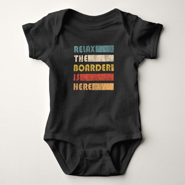 Relax The Boarder For Snowboard Baby Bodysuit (Front)