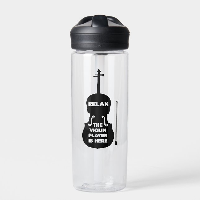 Relax The Violin Player is Here Water Bottle (Front)
