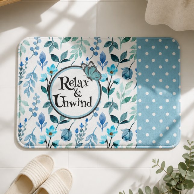 Relax & Unwind Teal Designer Patterned Bath Mat (Creator Uploaded)