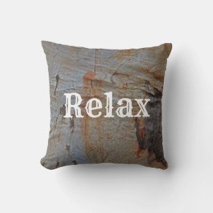 Relax Woodgrain Tree Bark Photo Brown Rustic Cushion
