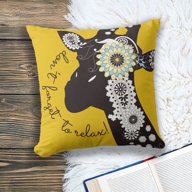 Relax Yellow Funky Funny Giraffe Cushion (Creator Uploaded)