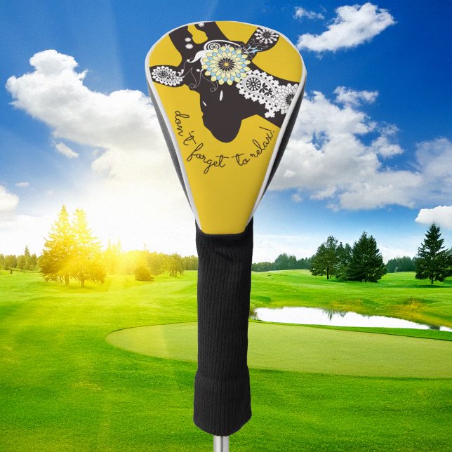 Relax - Yellow Funky Funny Giraffe Golf Head Cover (Creator Uploaded)