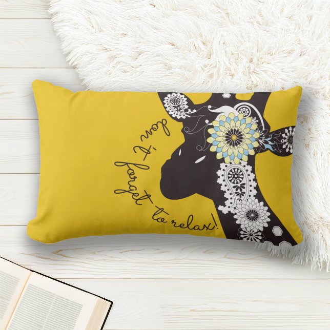 Relax - Yellow Funky Funny Giraffe Lumbar Cushion (Creator Uploaded)