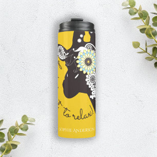 Relax - Yellow Funky Funny Giraffe Thermal Tumbler