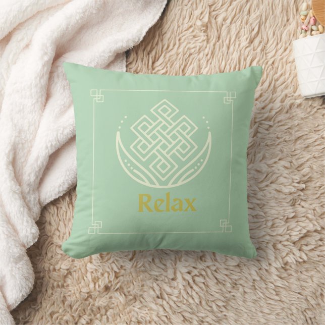 Relaxation Haven Throw Pillow on green background (Blanket)