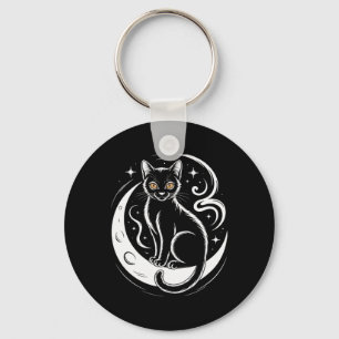 Relaxed Cat Lotus Flower Yoga Meditation Tee _1 Key Ring