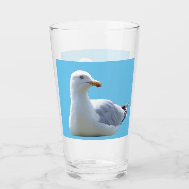 Relaxed Coastal Seagull Laying Down Wildlife Art Glass (Front)