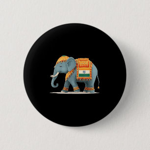 Relaxed Elephant In Indian Colours Costume  6 Cm Round Badge