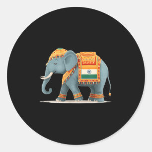 Relaxed Elephant In Indian Colours Costume Classic Round Sticker