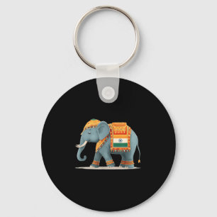 Relaxed Elephant In Indian Colours Costume  Key Ring