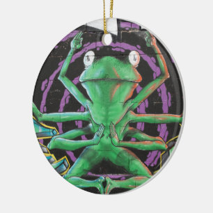 Relaxed Frog With Eight Arms Ceramic Tree Decoration