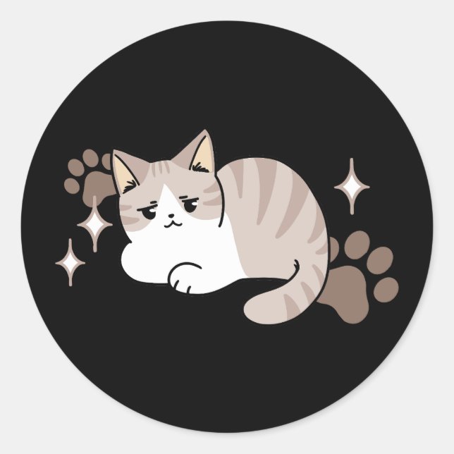 Relaxed & Lazy Vibes for Cat Lovers Design Classic Round Sticker (Front)