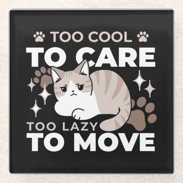 Relaxed & Lazy Vibes for Cat Lovers Design Glass Coaster (Front)