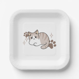 Relaxed & Lazy Vibes for Cat Lovers Design Paper Plate