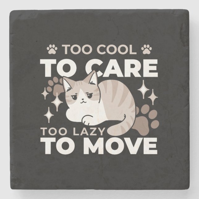 Relaxed & Lazy Vibes for Cat Lovers Design Stone Coaster (Front)