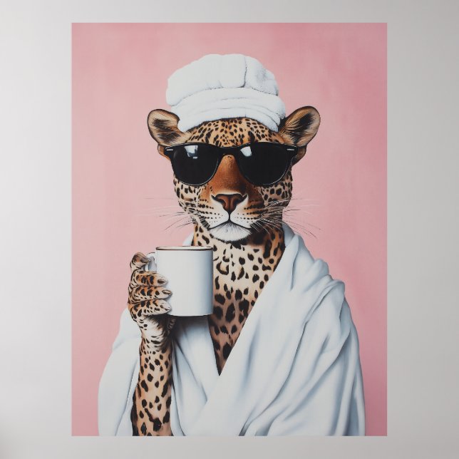 Relaxed Leopard Morning Vibes Poster (Front)