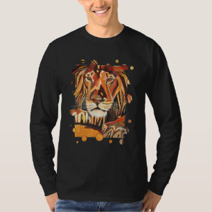 Relaxed Lion Portrait in Cubist Style T-Shirt