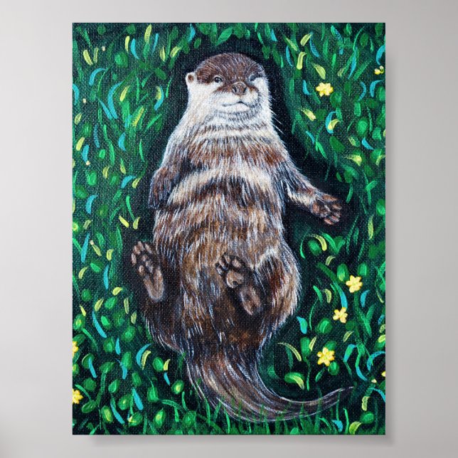 Relaxed River Otter Painting Poster (Front)