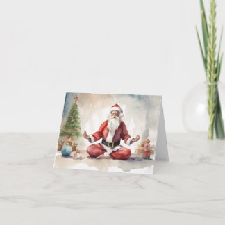 Relaxed Santa doing Yoga Holiday Card